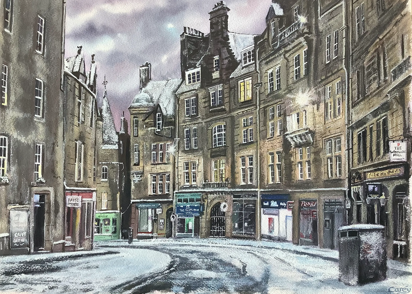 Edinburgh city in the snow