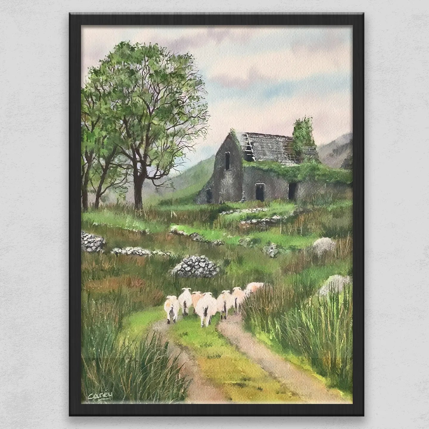 Sheep in a Rugged Landscape with Deserted Barn