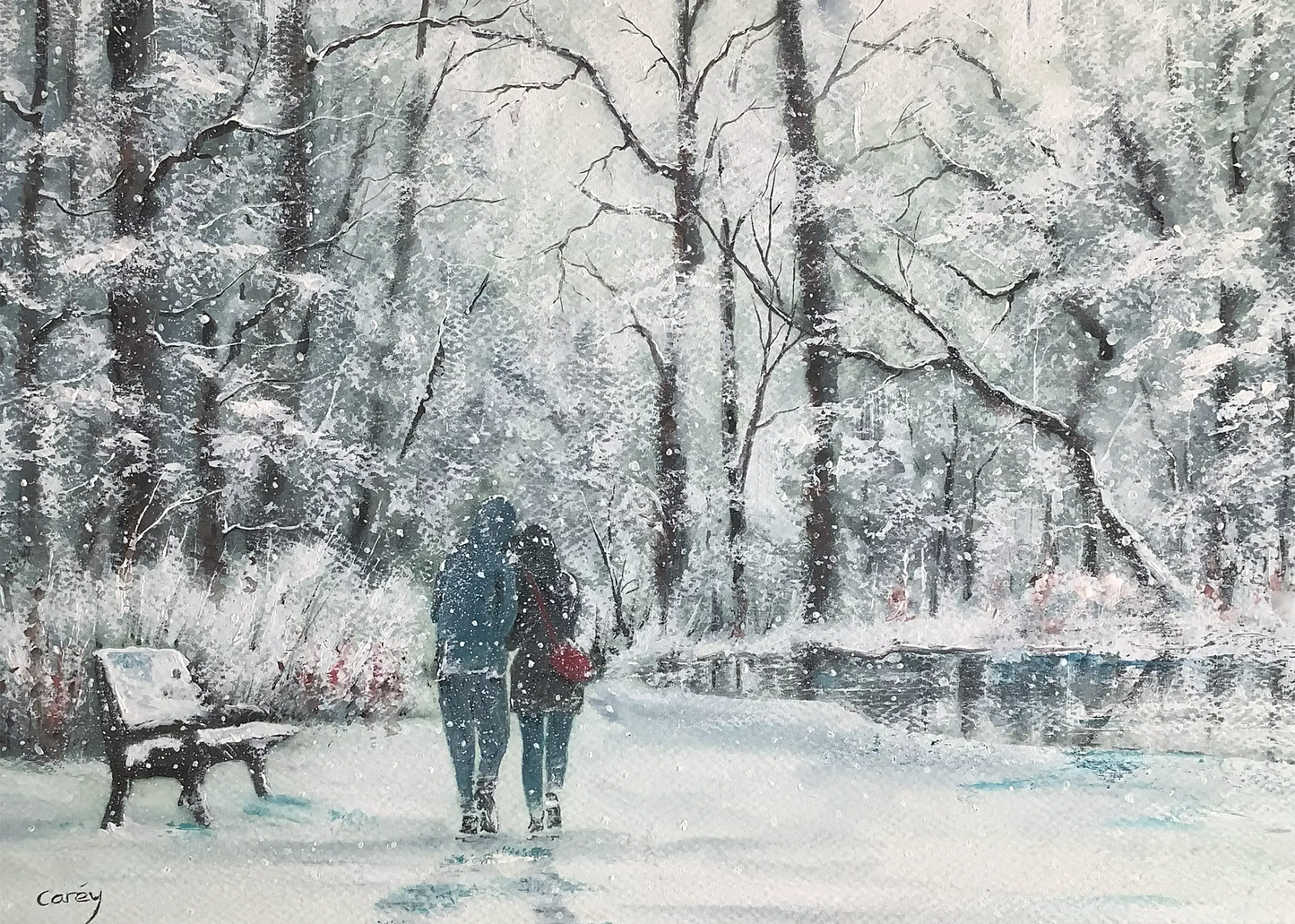 Winter Walkers in Heavy Snow